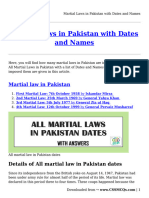 Martial Laws in Pakistan With Dates and Names