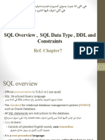 SQL Overview, SQL Data Type, DDL and Constraints: Ref. Chapter7