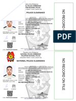 National Police Clearance: No Record On File