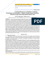 Impact of Educational Resources On Students' Academic Performance in Economics: A Study of Some Senior Secondary Schools in Lagos State Educational District One