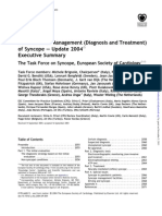 Guidelines On Management (Diagnosis and Treatment) of Syncope - Update 2004 Executive Summary