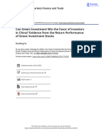 Can Green Investment Win The Favor of Investors in China? Evidence From The Return Performance of Green Investment Stocks