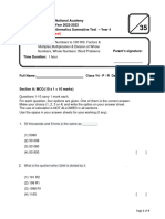 Y4 Maths Practice Test Term 1