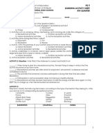 Learning Activity Sheet in Pe 9 4TH Quarter