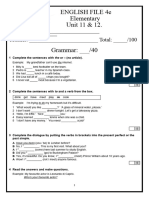 Test Unit 11 and 12 English File Elementary 4e