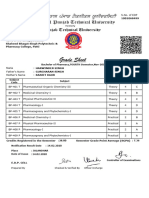 Grade Sheet: Bachelor of Pharmacy, FOURTH Semester, Nov-2019