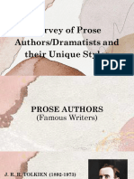 Survey of Prose Authors Dramatists and Their Unique Styles