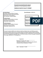 Hazardous Waste Facility Permit Issued To The Southern California Edison Company