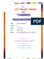 "Canned Mushrooms": A Product Project Report ON