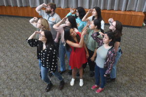 Neuronal Circuits and Behavior Section staff 2024 (Left to right) First Row/Front: Yasmin Padovan-Hernandez, Yeka Aponte, Aketzali Garcia Gutierrez; Second Row: Sarah Sarsfield, Angela Kim, Hannah Kim, Audrey Rips-Goodwin; Third Row: Benjamin Kilgore, Pamela Miranda Tapia, Annette Park.