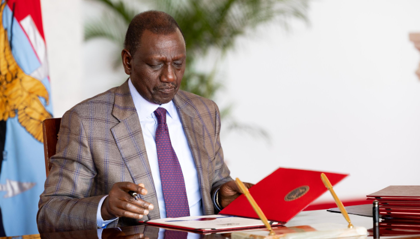 President William Ruto preparing to sign the Appropriation Bill. PHOTO/@WilliamsRuto/X