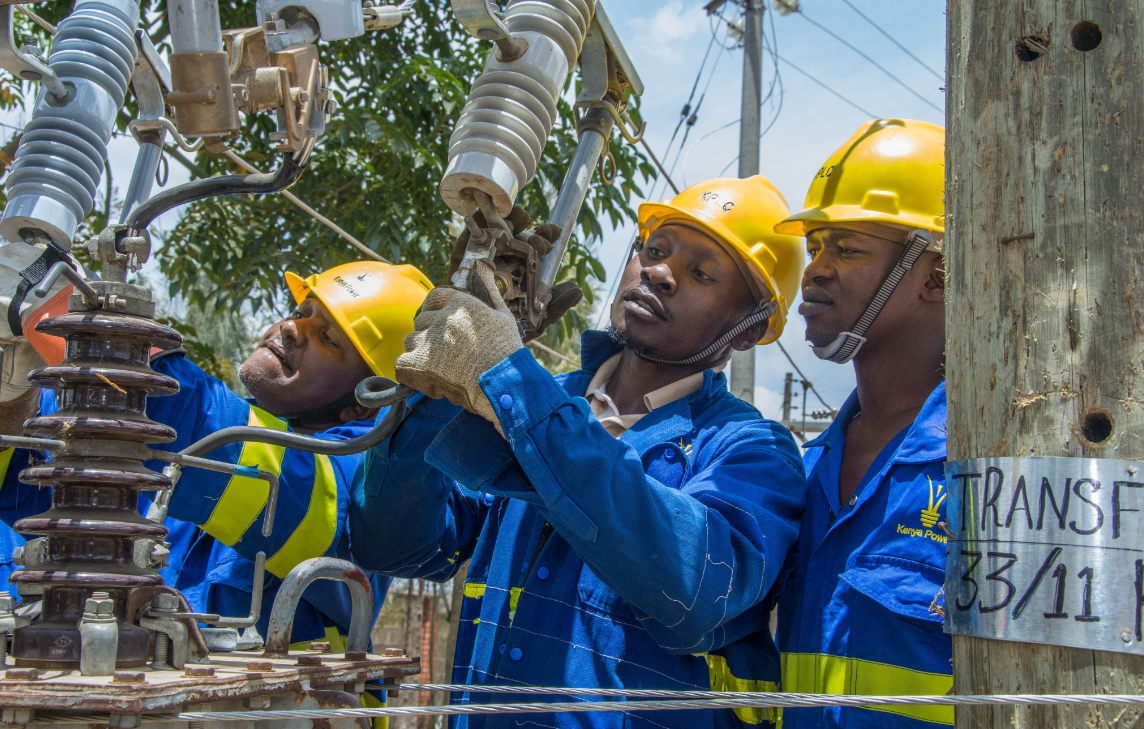 Kenya Power workers. PHOTO/@KenyaPower/X