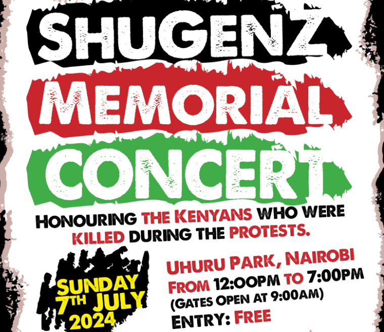 A poster of ShuGenz memorial concert to happen on July 7, 2024. PHOTO/@bonifacemwangi/X