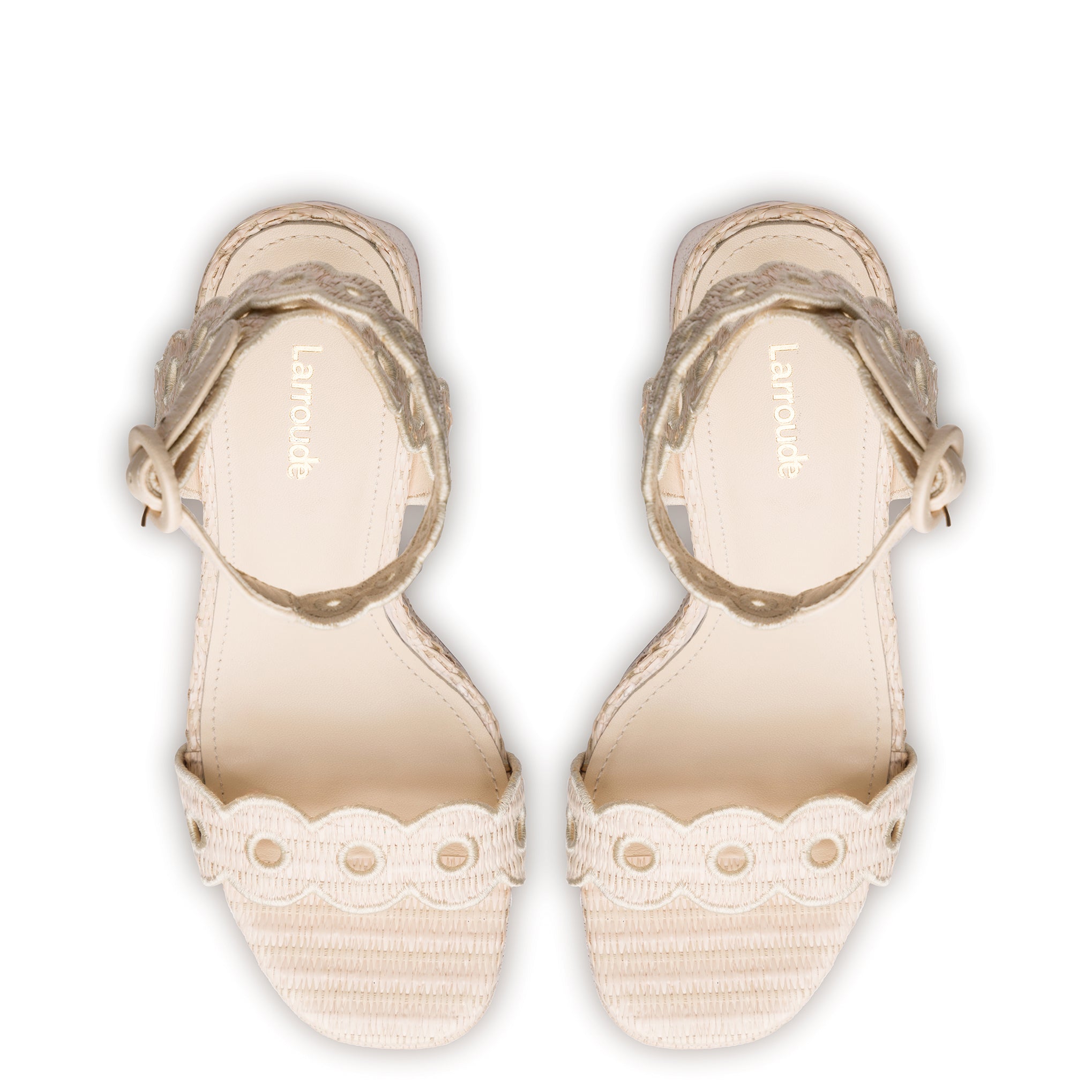 Dolly Broderie Sandal In Natural Raffia