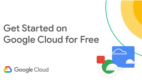 Promotional slide with black text reading ‘Get started on Google Cloud for free’