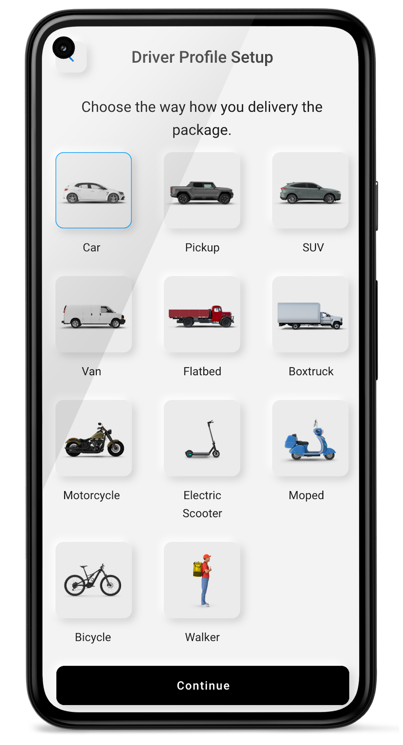 Drivers can set their vehicle type in the profile for more accurate delivery guidance