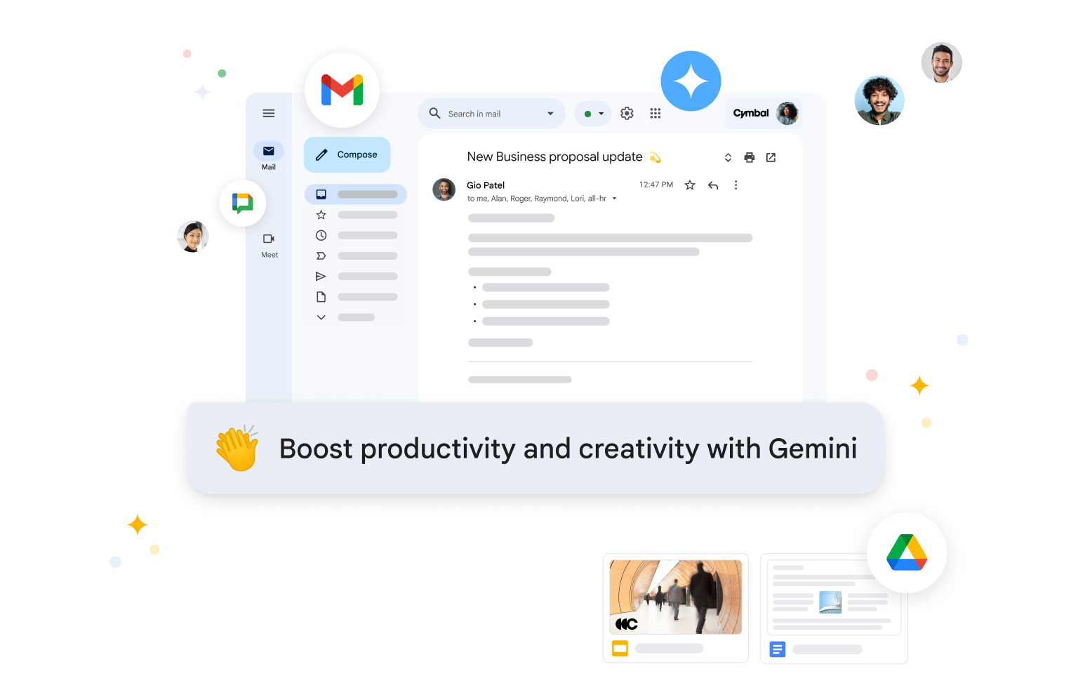 Gemini para Workspace resume correos electrónicos y sugiere respuestas en Gmail para aumentar la productividad.