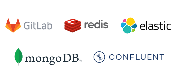 MongoDB, Elastic, GitLab이 포함된 로고 락업