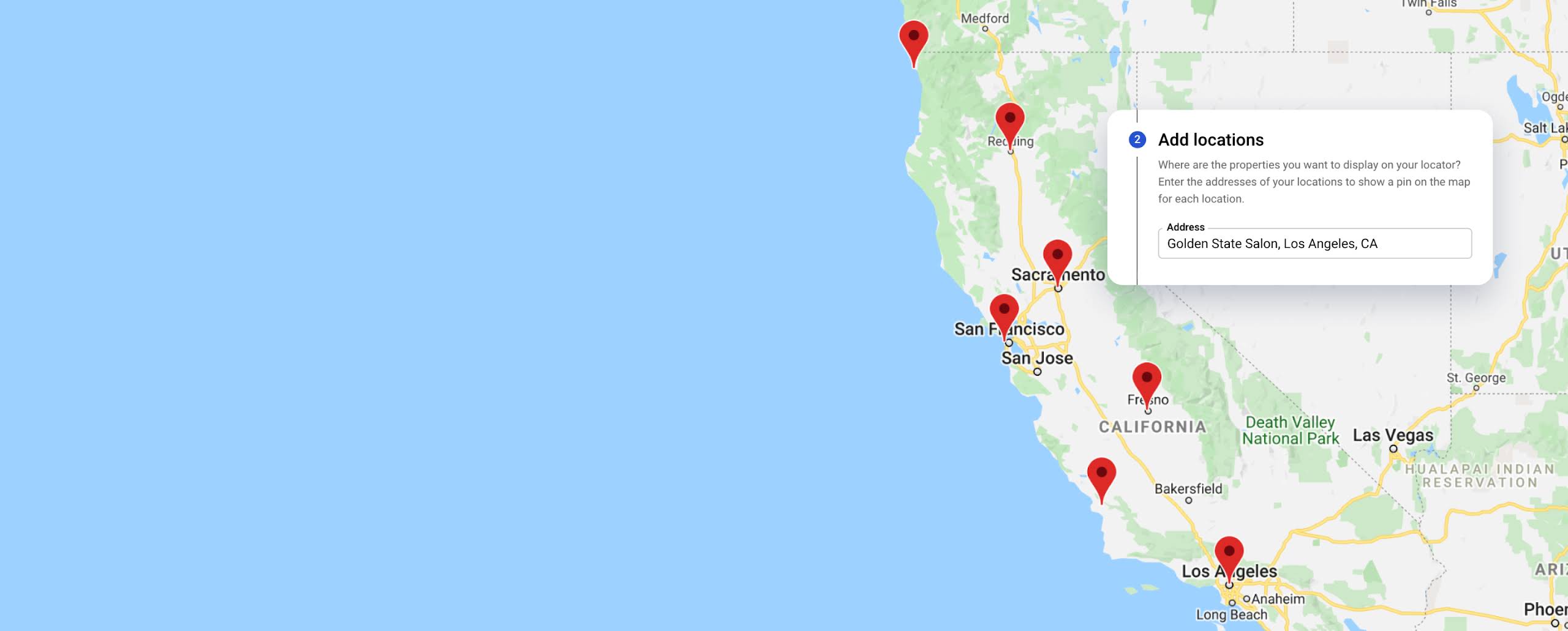 Mapa al que se están añadiendo marcadores de ubicación.