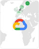 녹색 점이 표시된 세계 지도