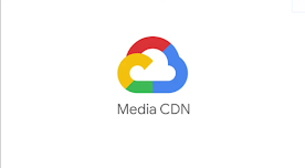 Google Cloud-Logo mit Textmedien-CDN