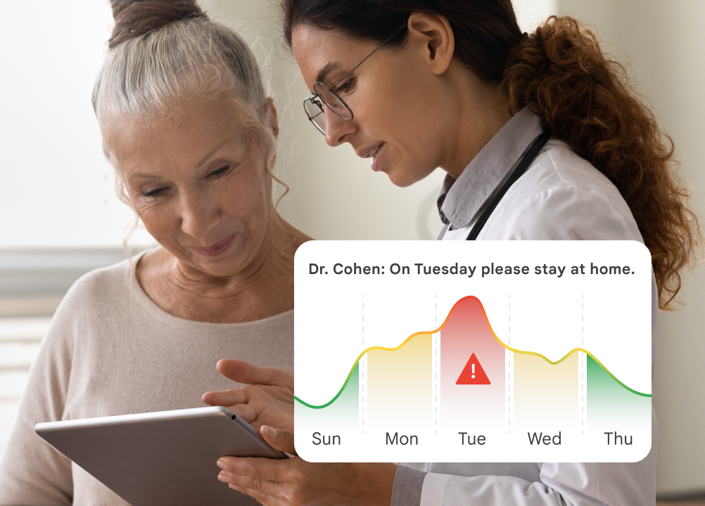 Docteure donnant des conseils de santé à une patiente concernant la qualité de l'air