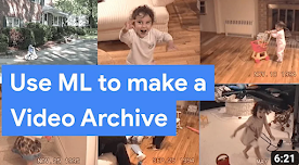 Título del vídeo "Usa aprendizaje automático para crear un archivo de vídeo" sobre un collage de fotos familiares