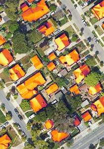 Houses with roofs highlighting sunlight