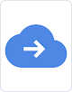 中央に右矢印がある青いクラウドのアイコン