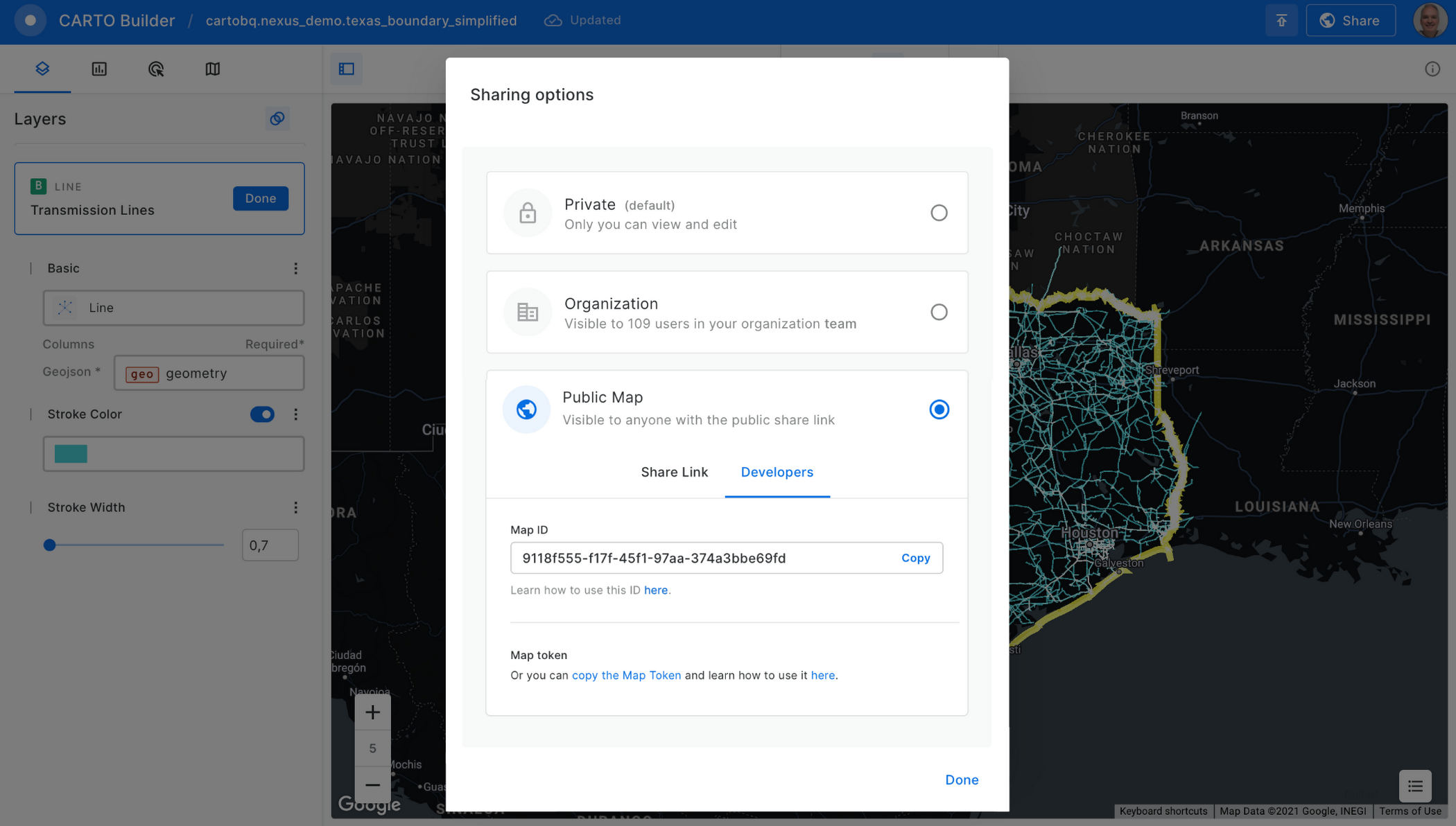 CARTO generate map ID