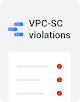 Imagen estilizada de un informe con infracciones de VPC-SC en la parte superior y viñetas debajo