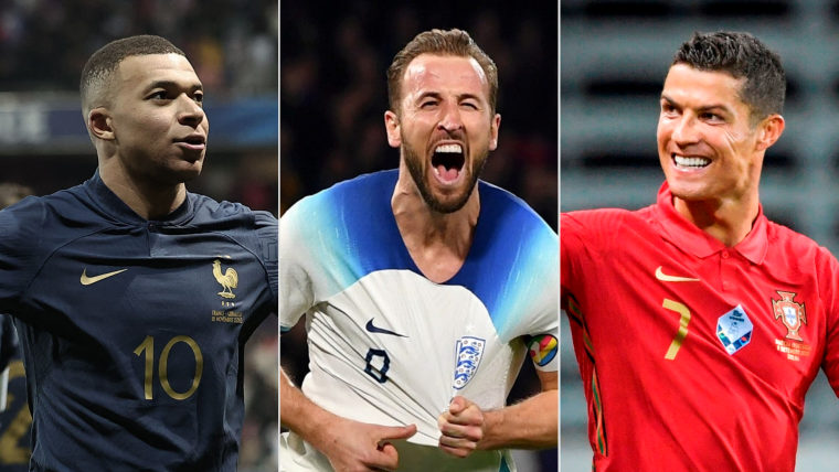 Mbappe of France, Kane of England, and Ronaldo of Portugal split