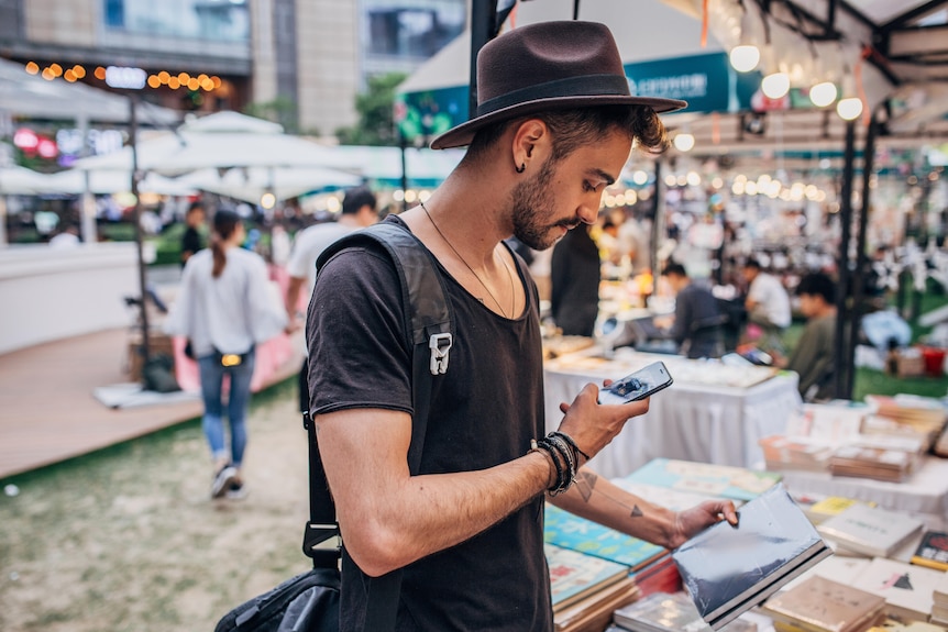 Man at book fair