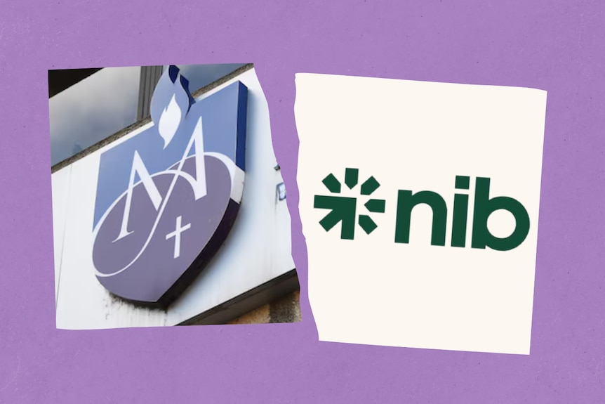 A graphic showing a St Vincent's hospital and nib logos side by side, separated by ripped paper