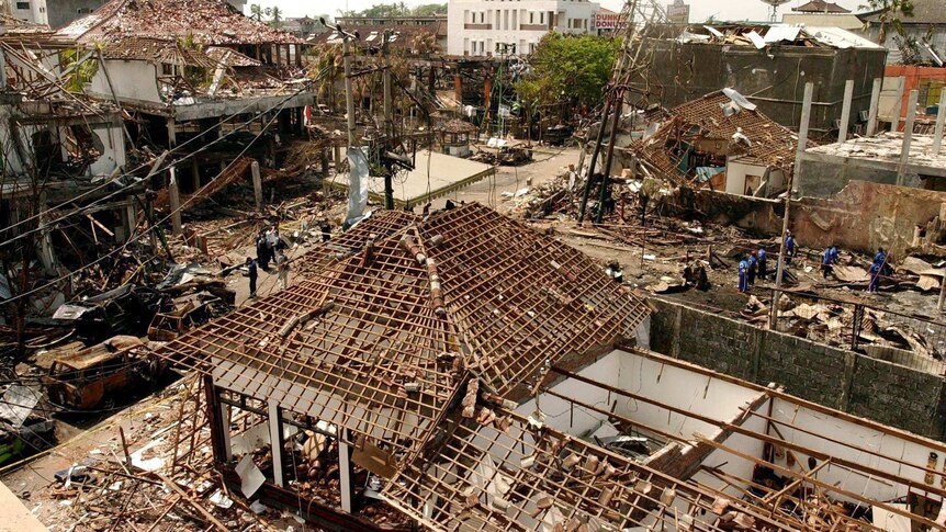 The bomb blast scene in Kuta several days after the bomb blasts.