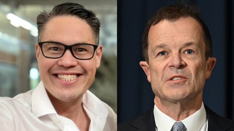 Composite of nsw nationals Wes Fang and opposition leader and liberal Mark Speakman