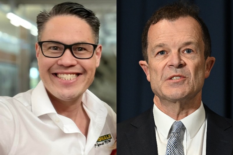 Composite of nsw nationals Wes Fang and opposition leader and liberal Mark Speakman