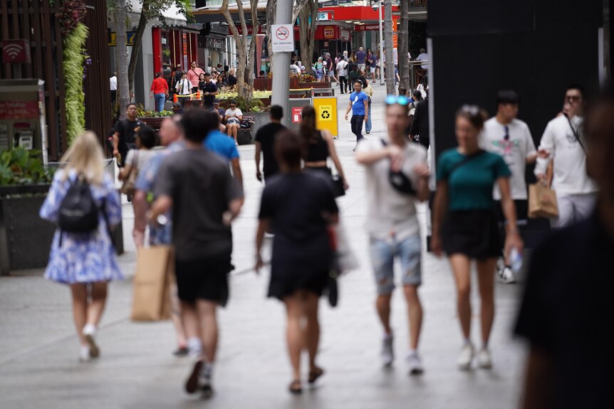 People walking in Brisbane's Queen Street Mall