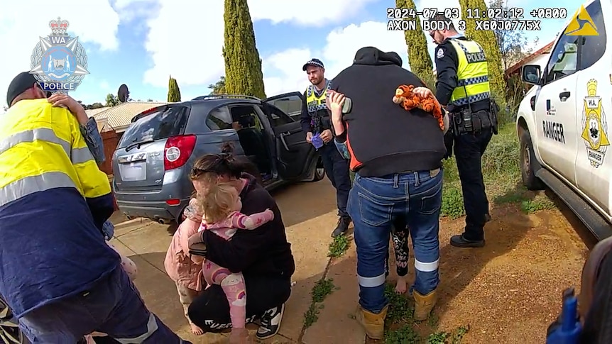 Children present in an allegedly stolen car in Kalgoorlie are reunited with their parents.