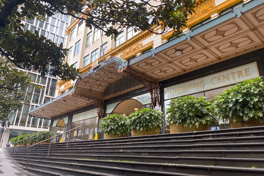 The outside of a modern court building in Sydney.