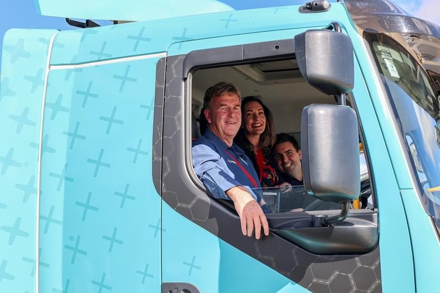 Peter Foott in the drivers seat of the truck