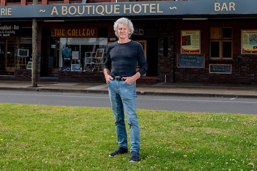 Les Cameron stands out the front of his pub.