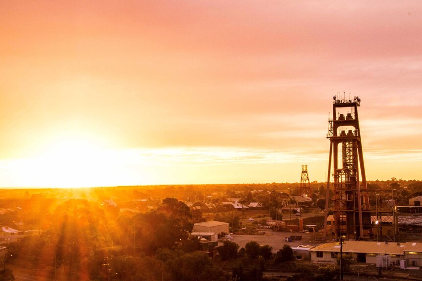 Sunset of mining headframe