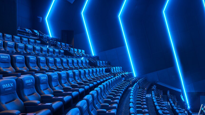 seating inside sydney's refurbished imax movie theatre at Darling Harbour