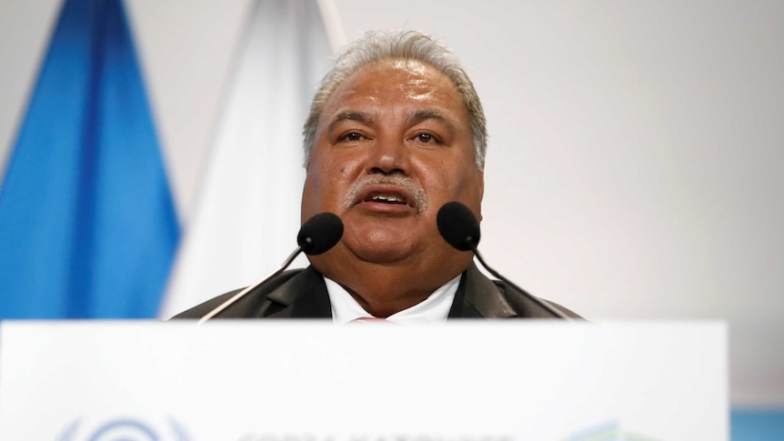 President of Nauru Baron Waqa speaks during the opening of COP24 UN Climate Change Conference 2018.