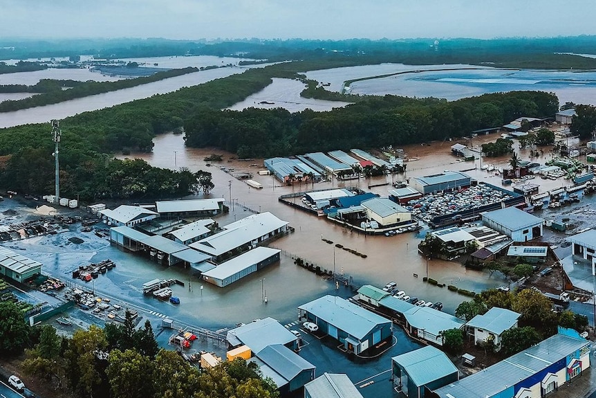 Aerial of flooding in Cairns