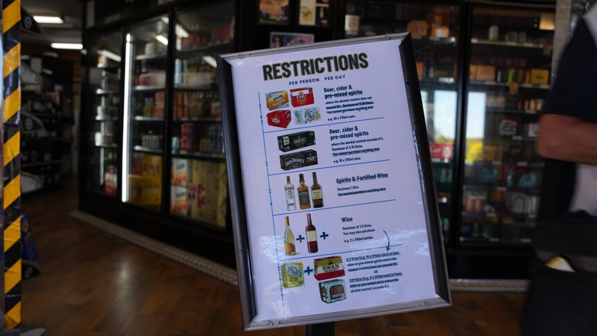 Liquor restrictions on display at Divers Tavern in Broome. 