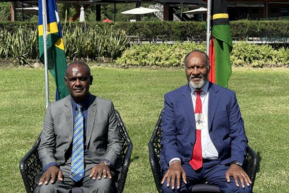 Solomon Islands PM Jeremiah Manele & Vanuatu PM Charlot Salwai long Honiara (C. Leong)