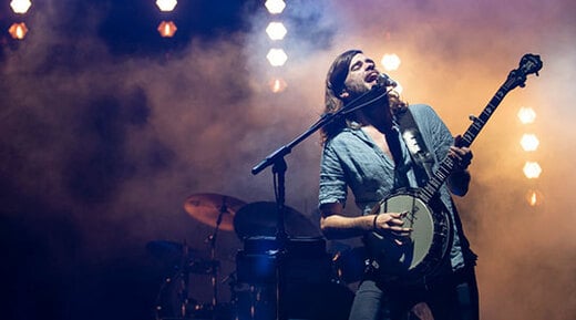 Banjo player Winston Marshall performs live on stage during Ohana Festival at Doheny State Beach