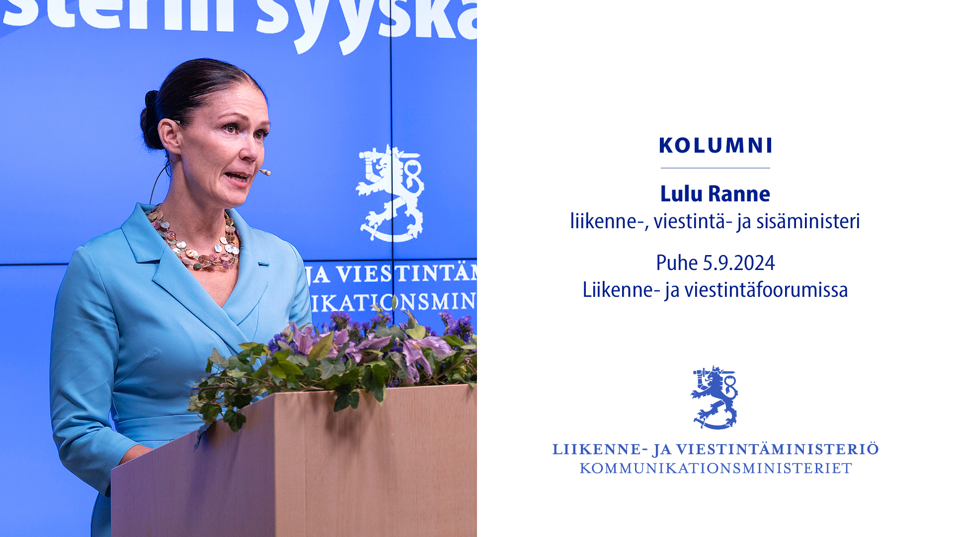 Ministeri Lulu Ranne. (Kuva: LVM)